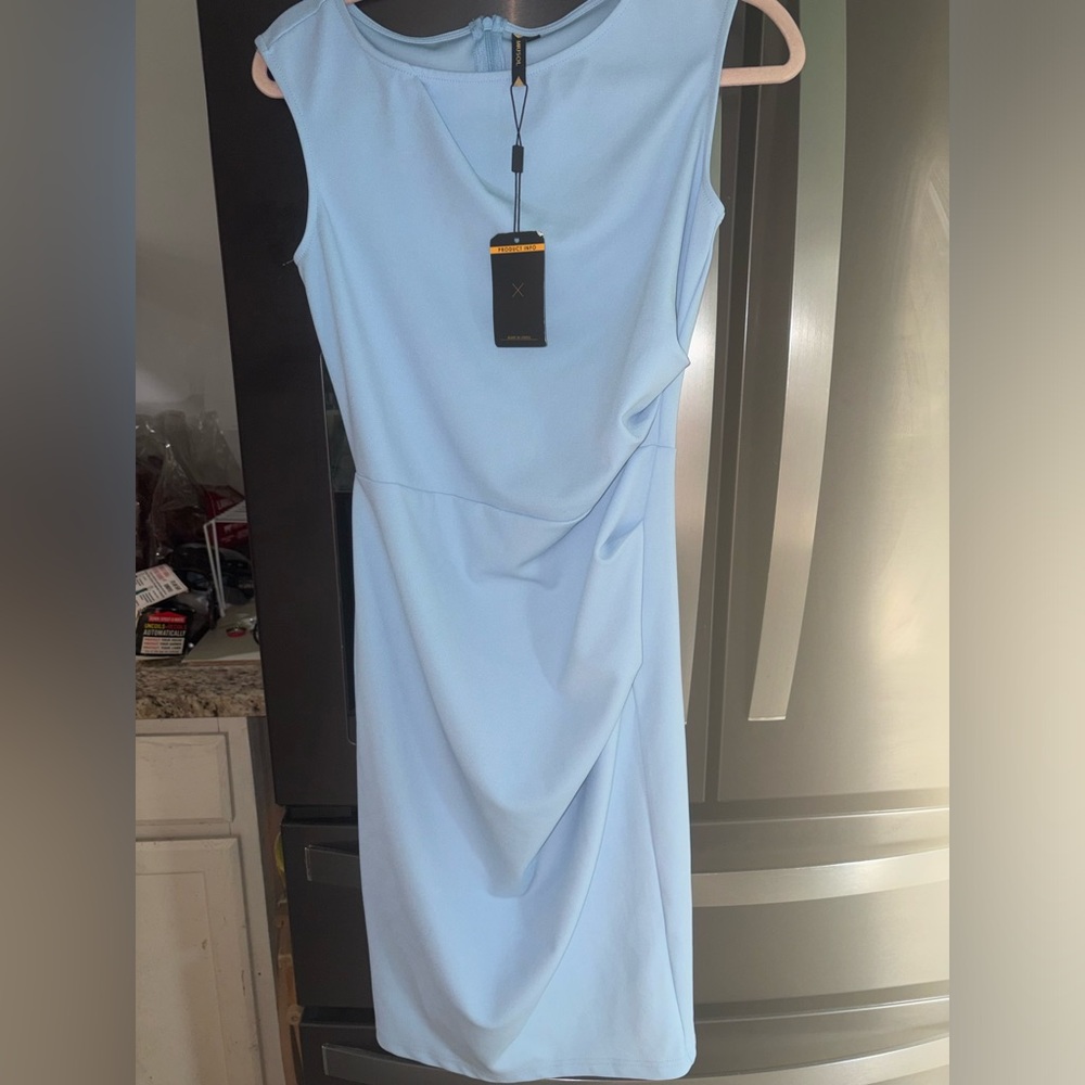 New Miusol Light Blue Asymmetrical Dress, along with 5 more pieces of clothing.